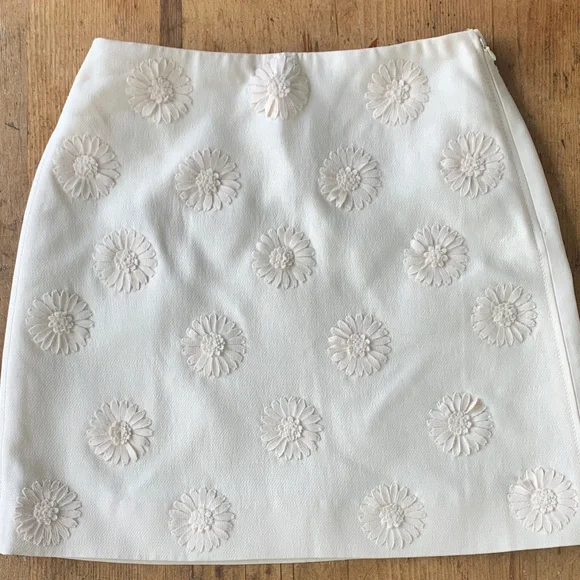 Valentino White Floral Silk Wool Mini Skirt - Picture 4 of 16